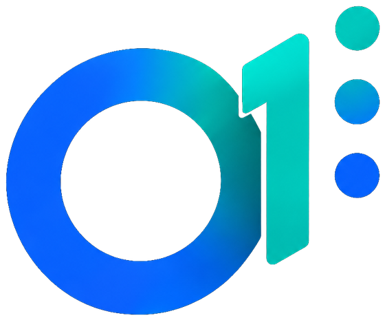RUSH0100 mark: a blue ring forming a zero, a teal one, and three dots rising beside it